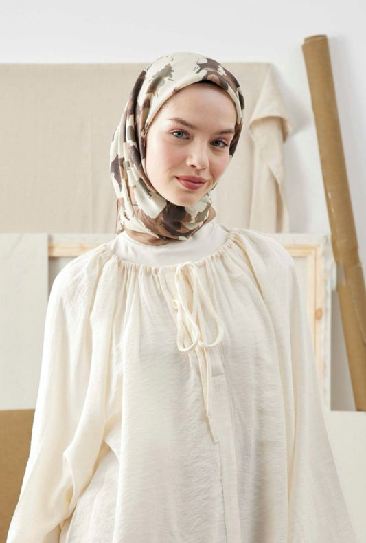 multi flower in camel squared hijab