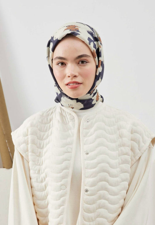 multi flower in navy squared hijab