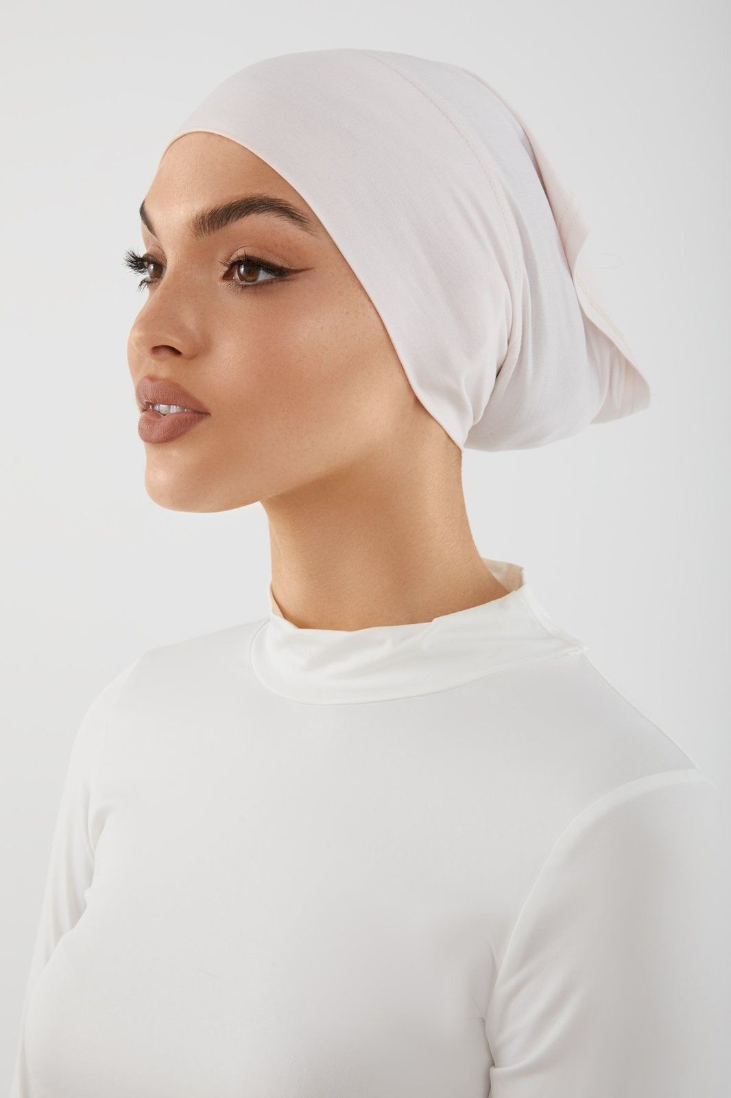 classic off-white under hijab cap