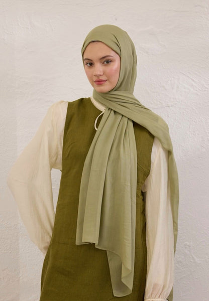 khaki green soft linen hijab