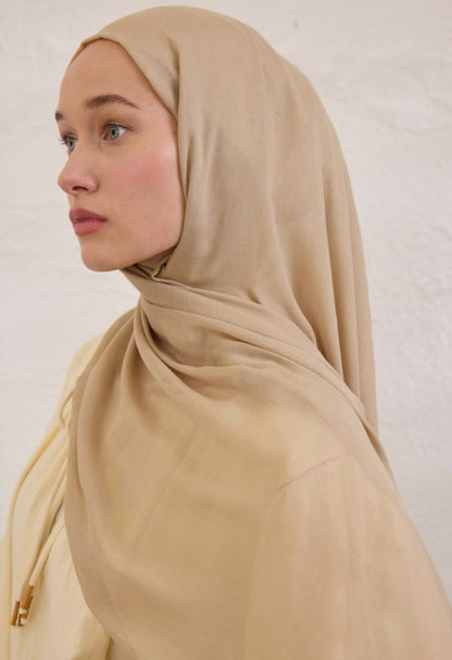 nude beige soft linen hijab