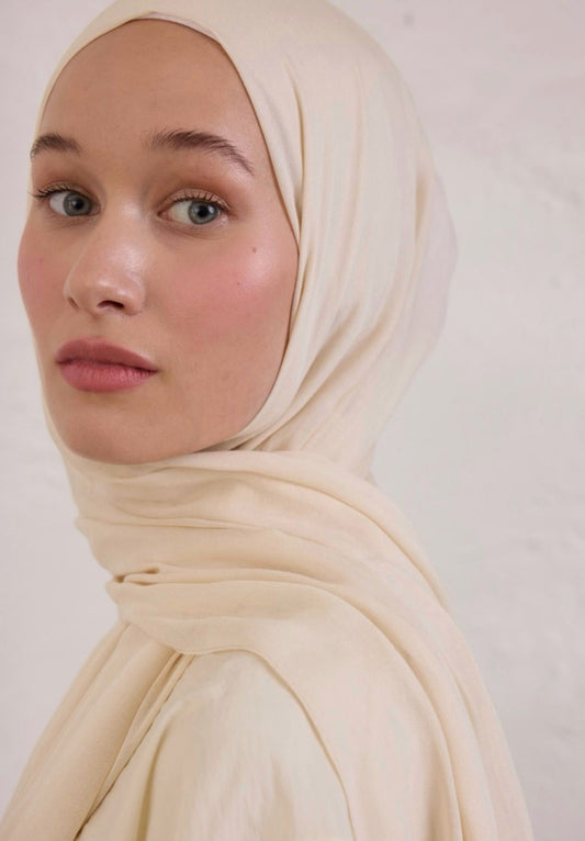 ivory soft linen hijab