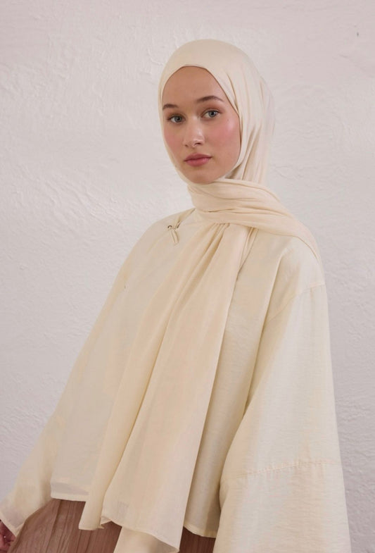 ivory soft linen hijab
