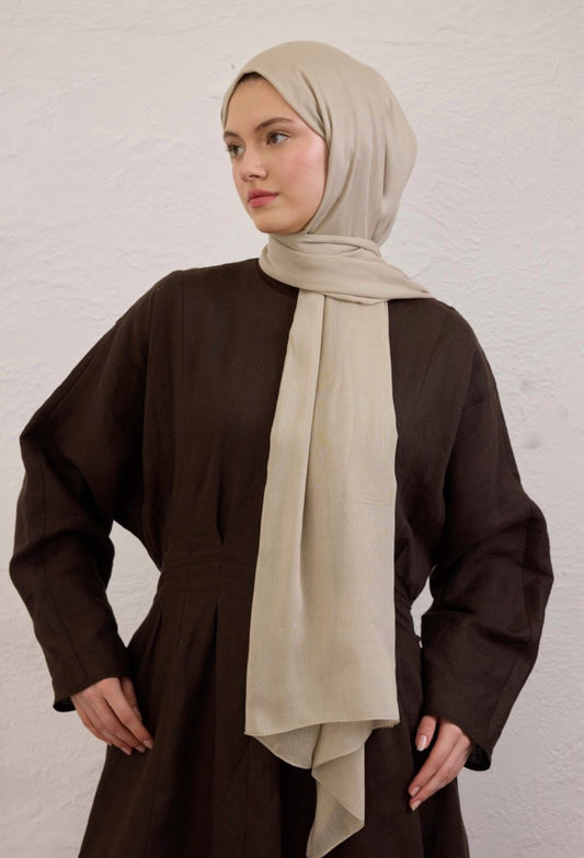 natural beige soft linen hijab