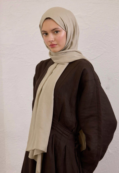 natural beige soft linen hijab