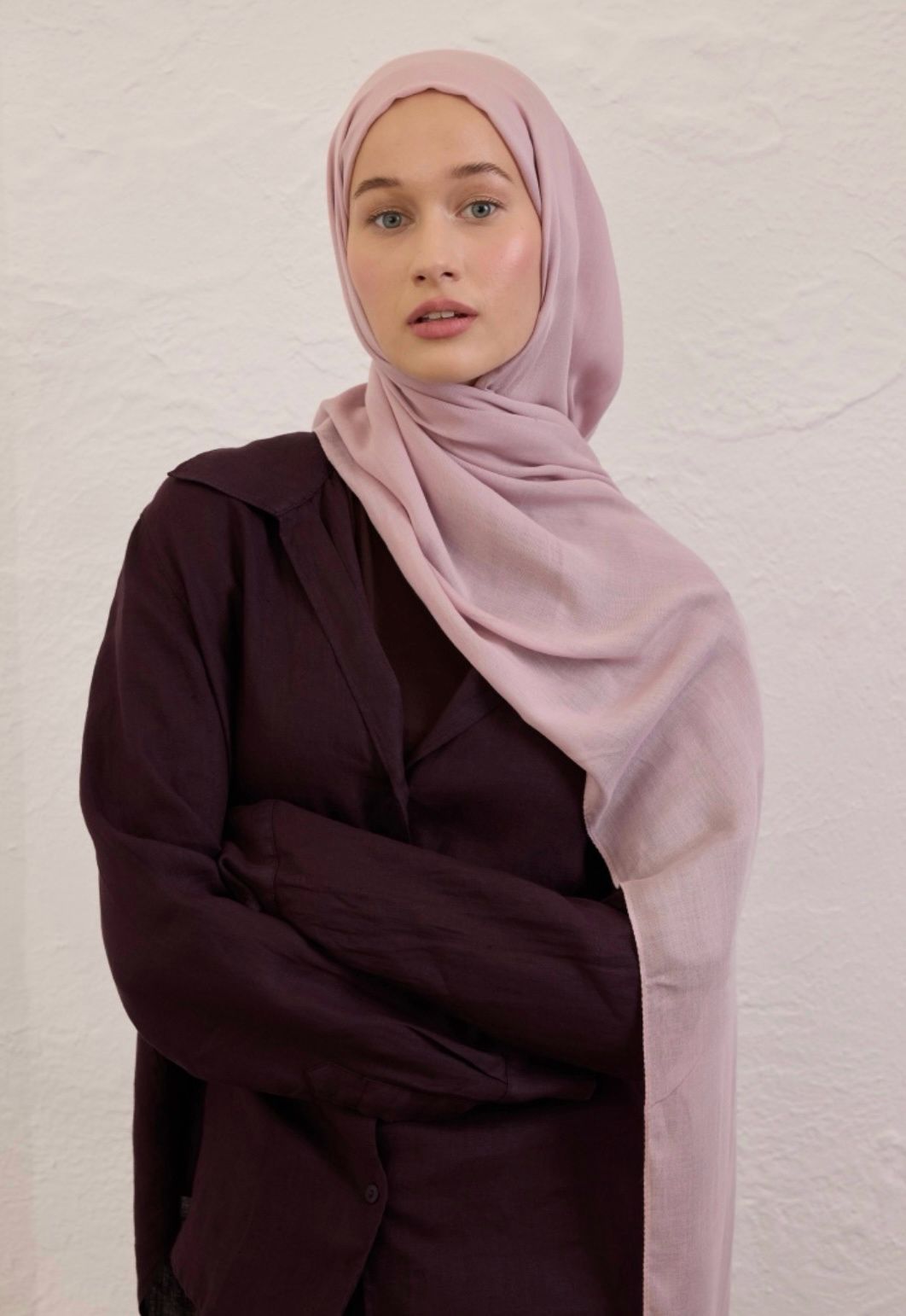 violet soft linen hijab