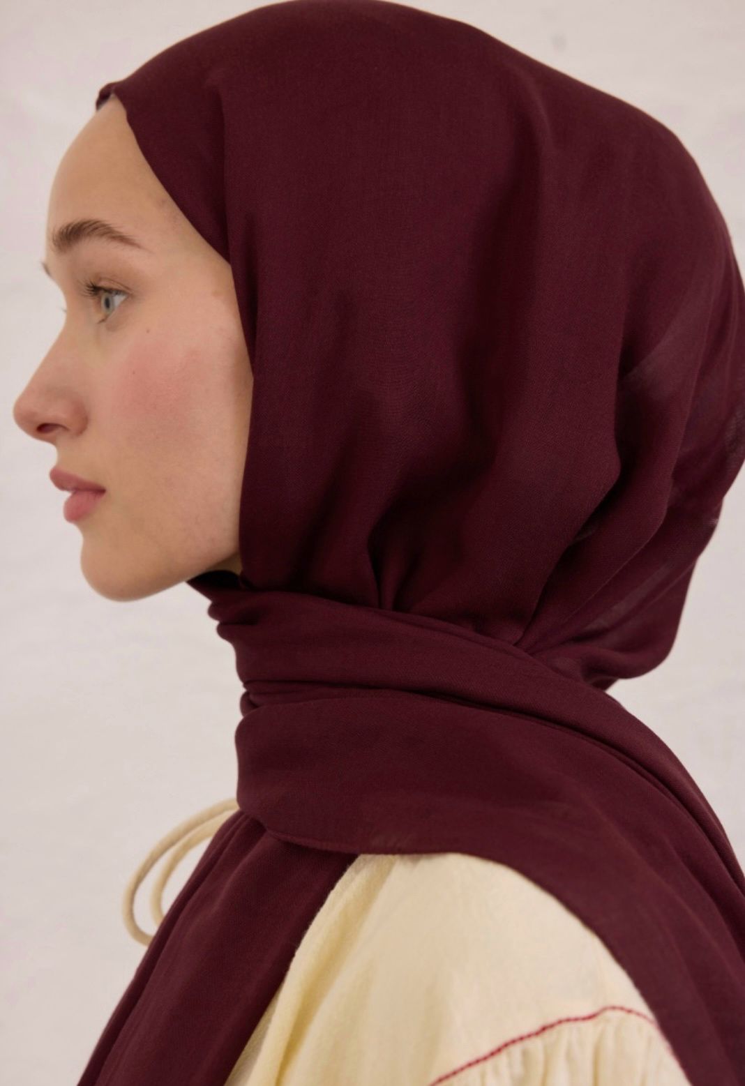 red burgundy soft linen hijab