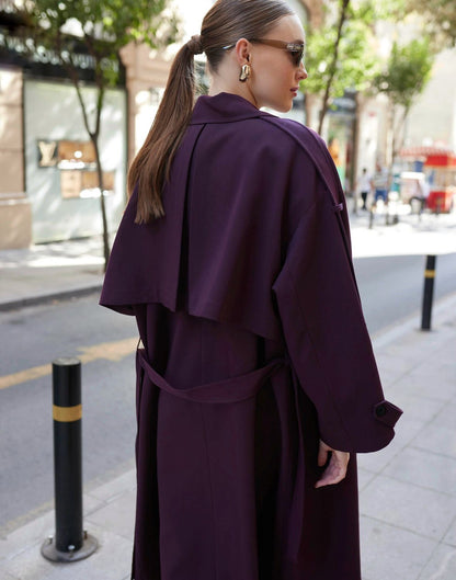 burgundy trench coat